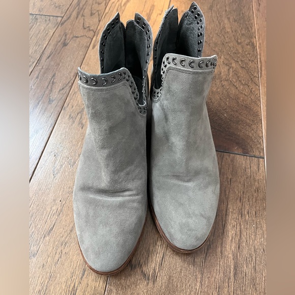 Vince Camuto Gray Suede Ankle Booties with Stud Accents - Picture 2 of 10